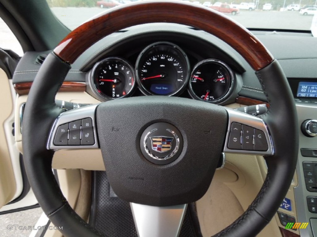 2013 Cadillac CTS Coupe Cashmere/Ebony Steering Wheel Photo #73181871
