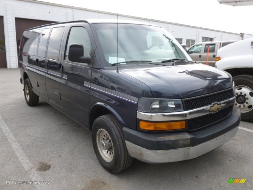 2007 Express 3500 Extended Commercial Van - Dark Blue Metallic / Medium Pewter photo #1