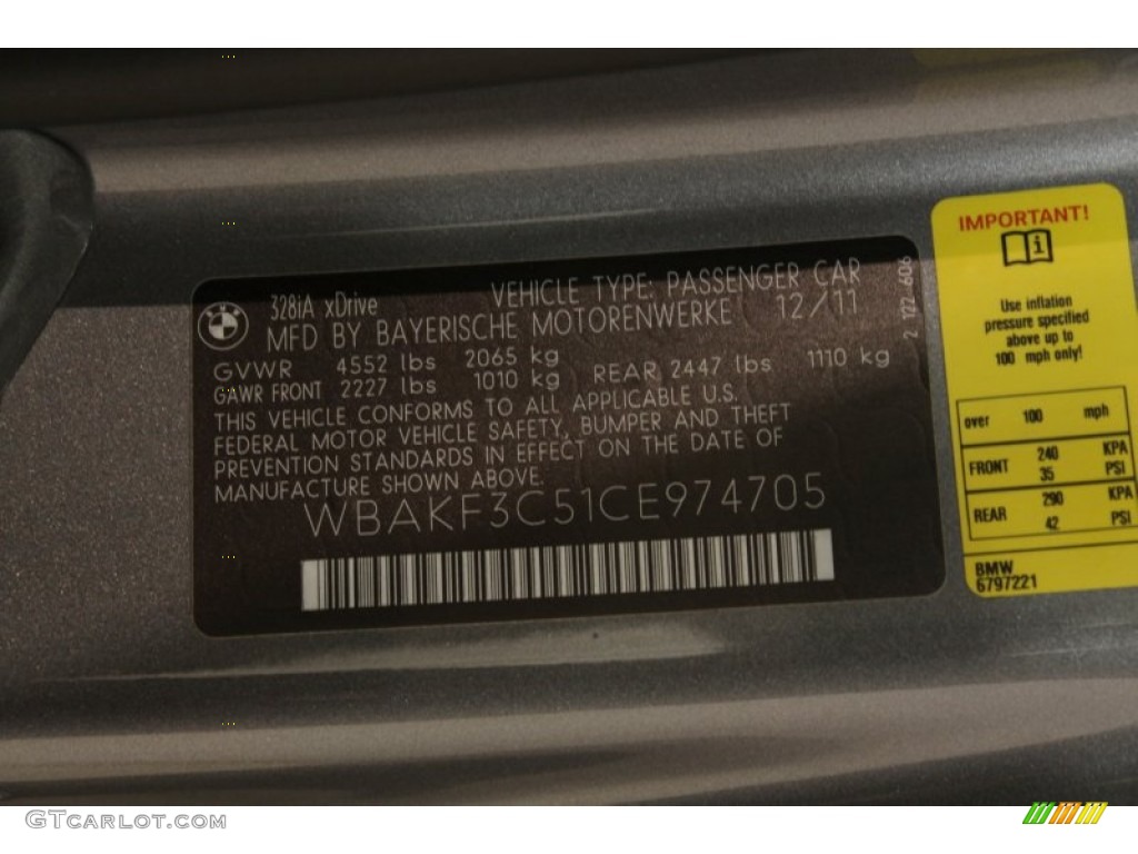 2012 3 Series 328i xDrive Coupe - Space Grey Metallic / Black photo #19