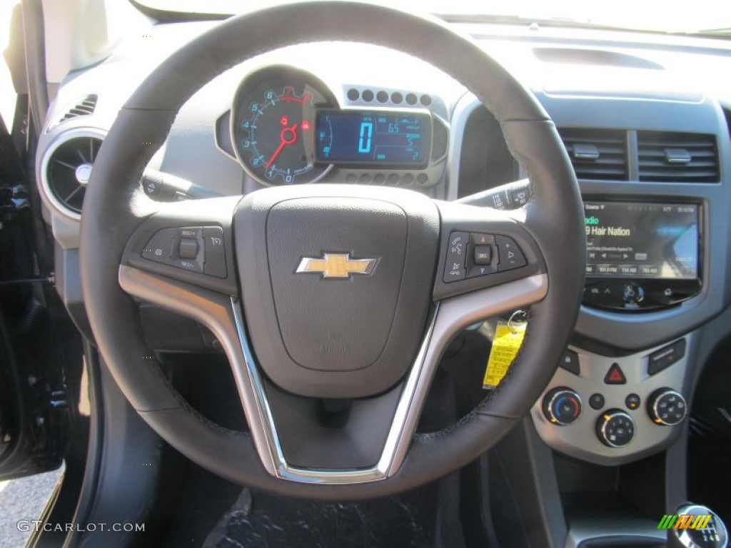 2013 Chevrolet Sonic LTZ Hatch Jet Black/Dark Titanium Steering Wheel Photo #73188273