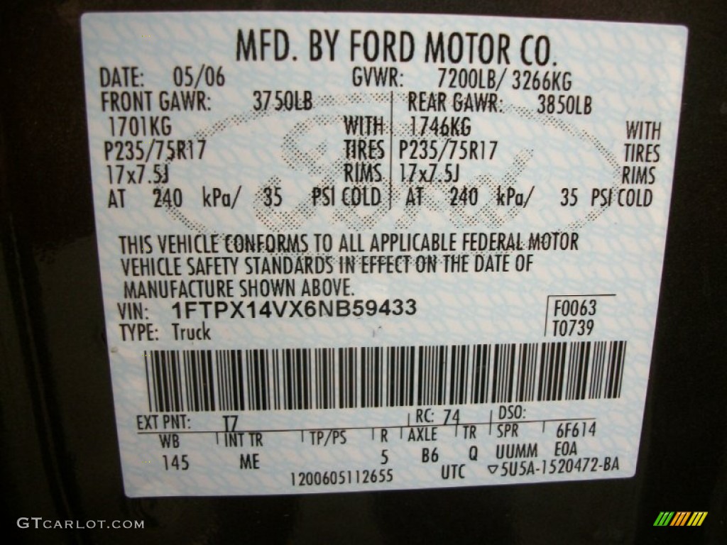 2006 F150 Color Code T7 for Dark Stone Metallic Photo #73188381