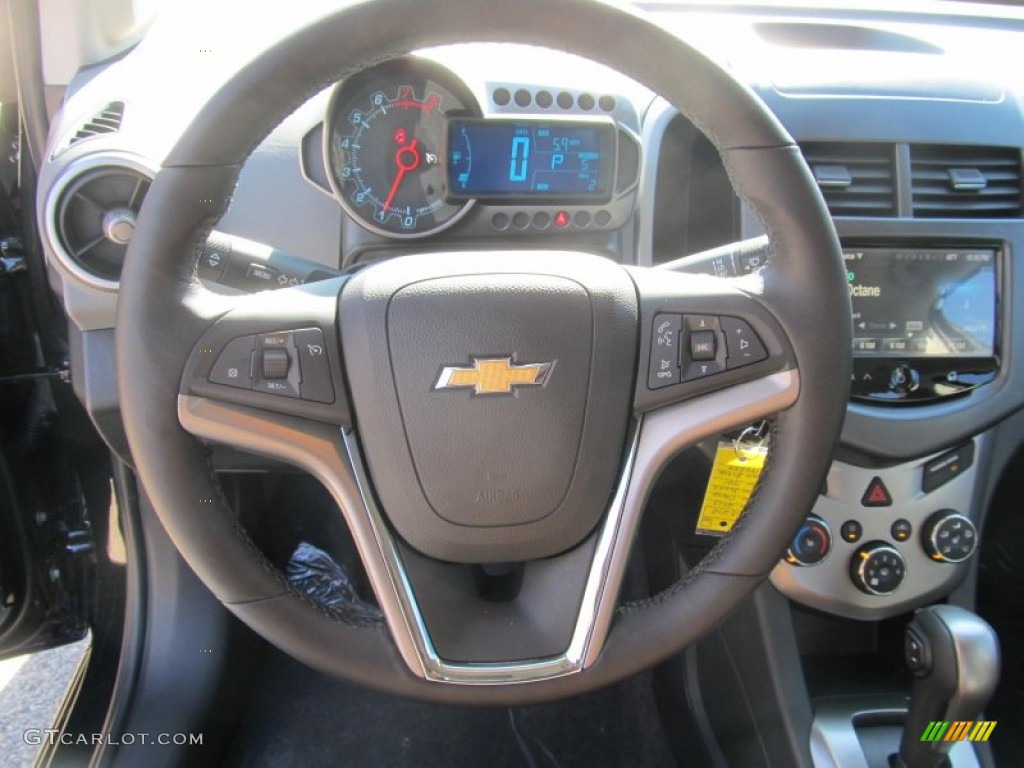 2013 Chevrolet Sonic LTZ Sedan Jet Black/Dark Titanium Steering Wheel Photo #73188749