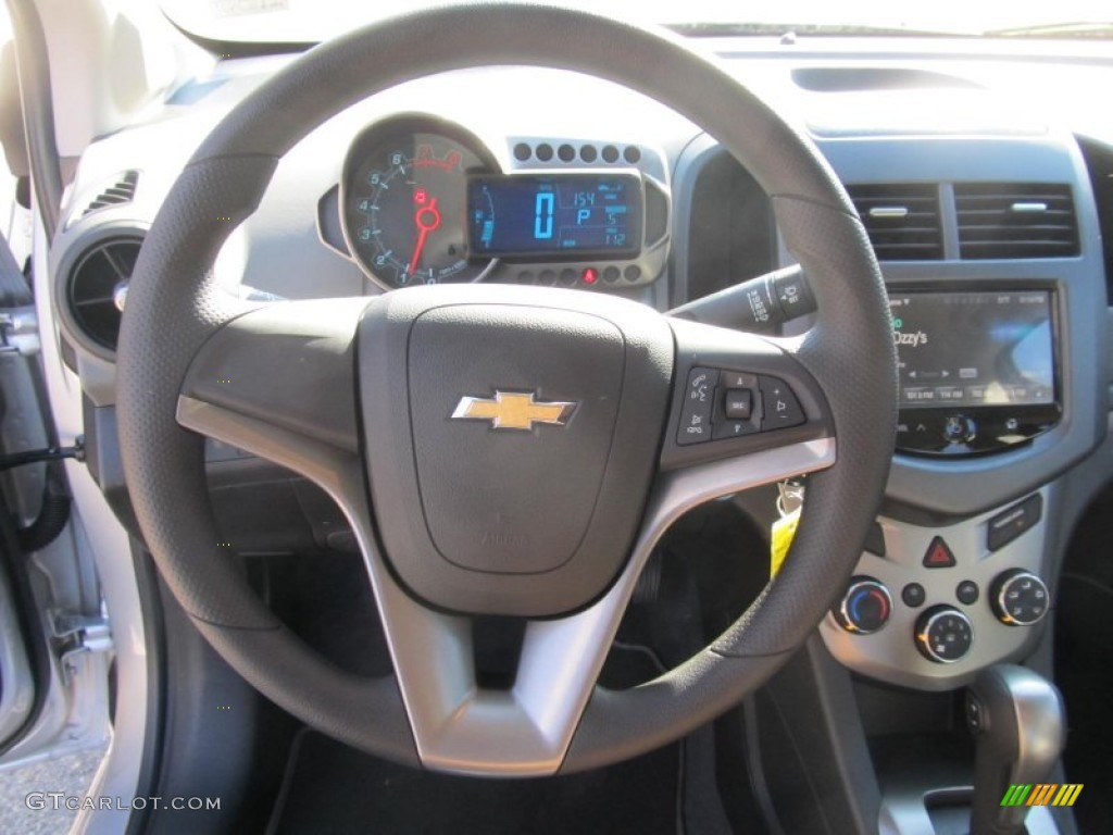 2013 Chevrolet Sonic LS Sedan Jet Black/Dark Titanium Steering Wheel Photo #73189725