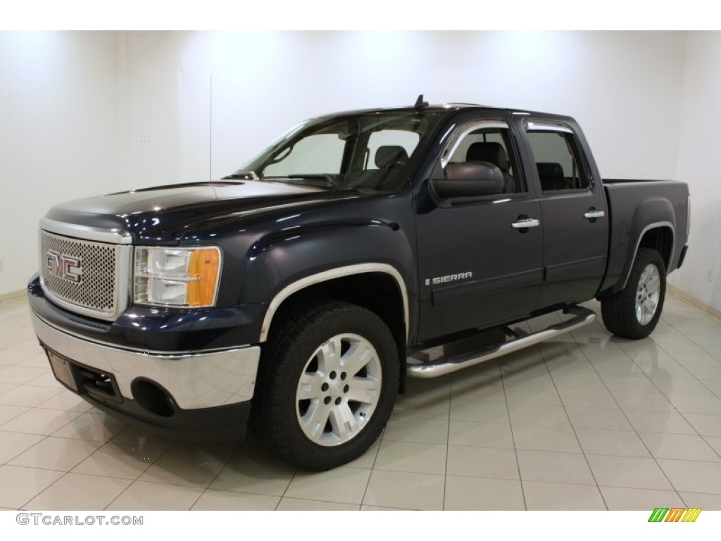 2008 Sierra 1500 SLT Crew Cab 4x4 - Midnight Blue Metallic / Ebony photo #3