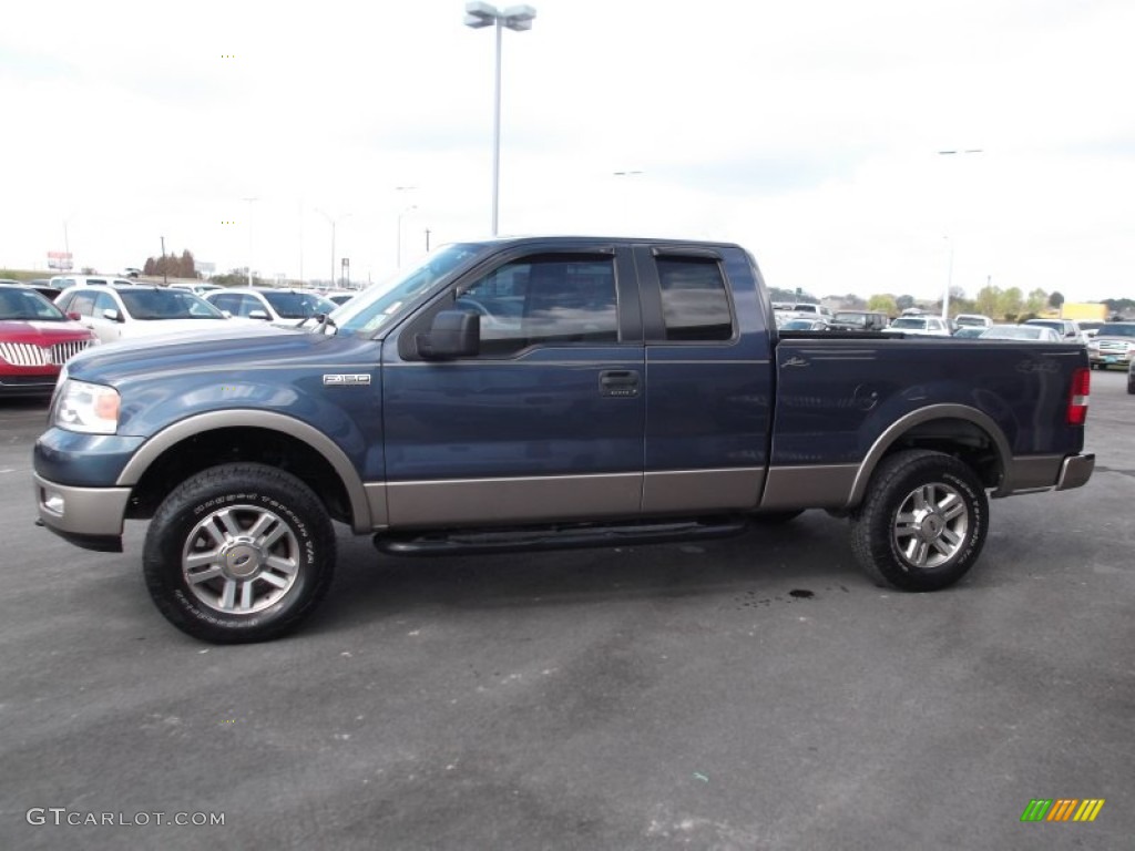 2005 F150 Lariat SuperCab 4x4 - Medium Wedgewood Blue Metallic / Tan photo #5