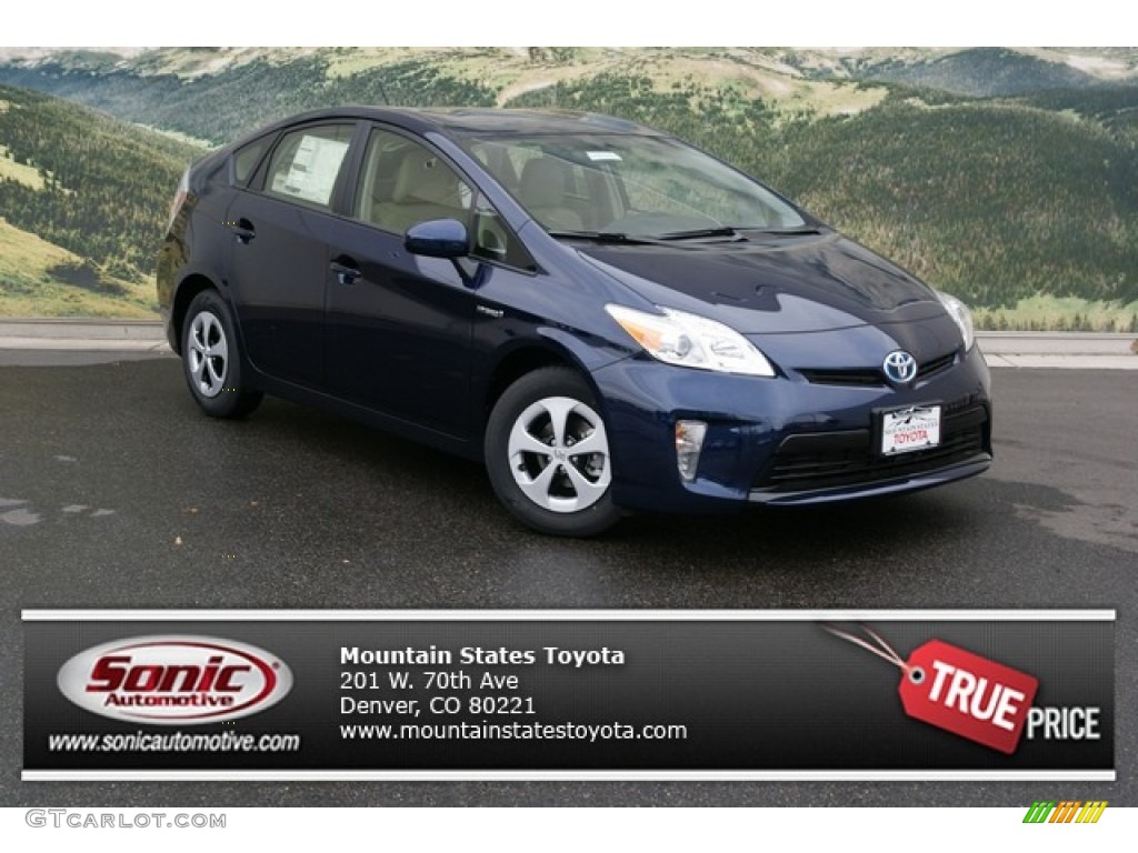 2012 Prius 3rd Gen Three Hybrid - Nautical Blue Metallic / Bisque photo #1