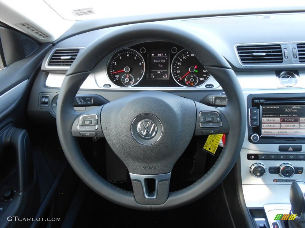 2013 Volkswagen CC Sport Black Steering Wheel Photo #73195622