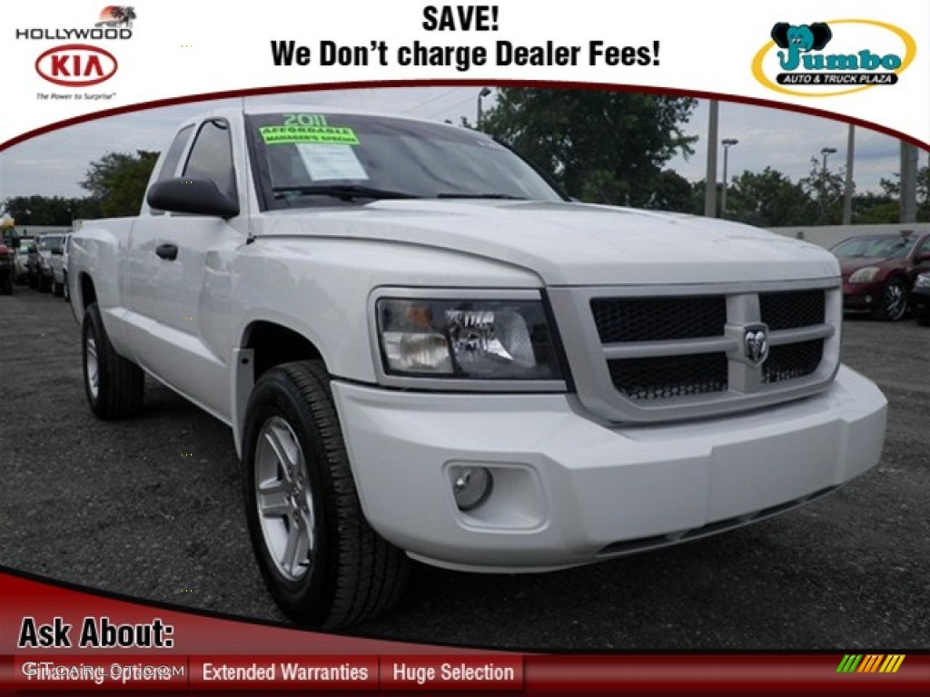 2011 Dakota Big Horn Extended Cab - Bright White / Dark Slate Gray/Medium Slate Gray photo #1