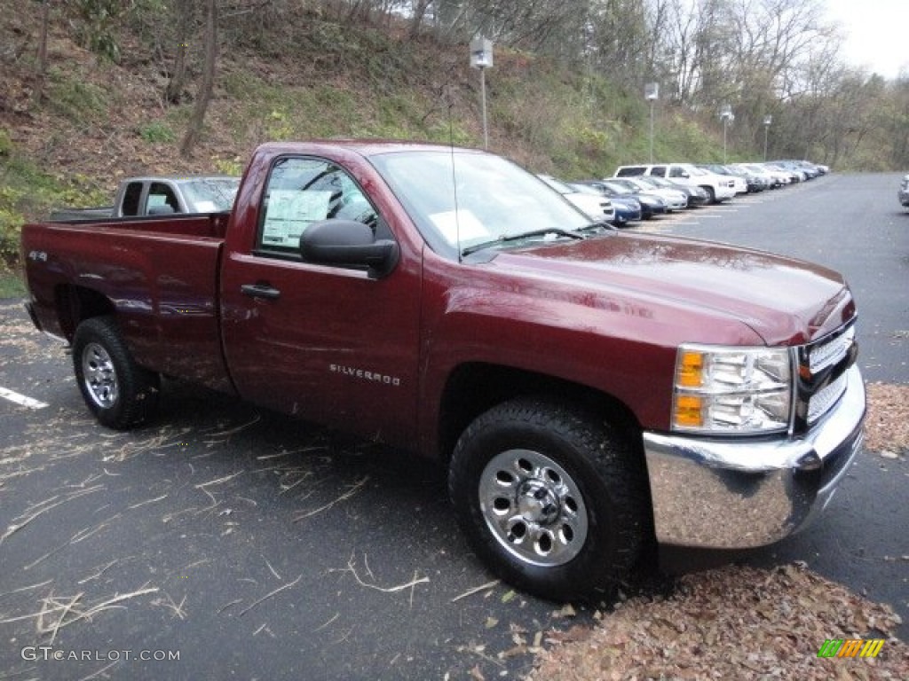 2013 Silverado 1500 Work Truck Regular Cab 4x4 - Deep Ruby Metallic / Ebony photo #9