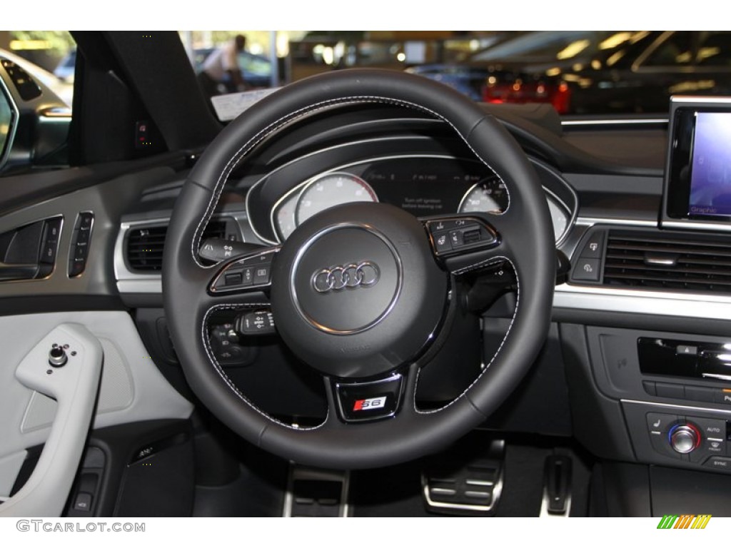 2013 Audi S6 4.0 TFSI quattro Sedan Lunar Silver Steering Wheel Photo #73210458