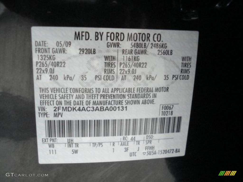 2010 Ford Edge Sport AWD Color Code Photos