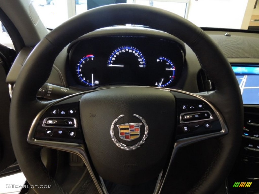 2013 Cadillac ATS 2.0L Turbo Luxury Jet Black/Jet Black Accents Steering Wheel Photo #73230645