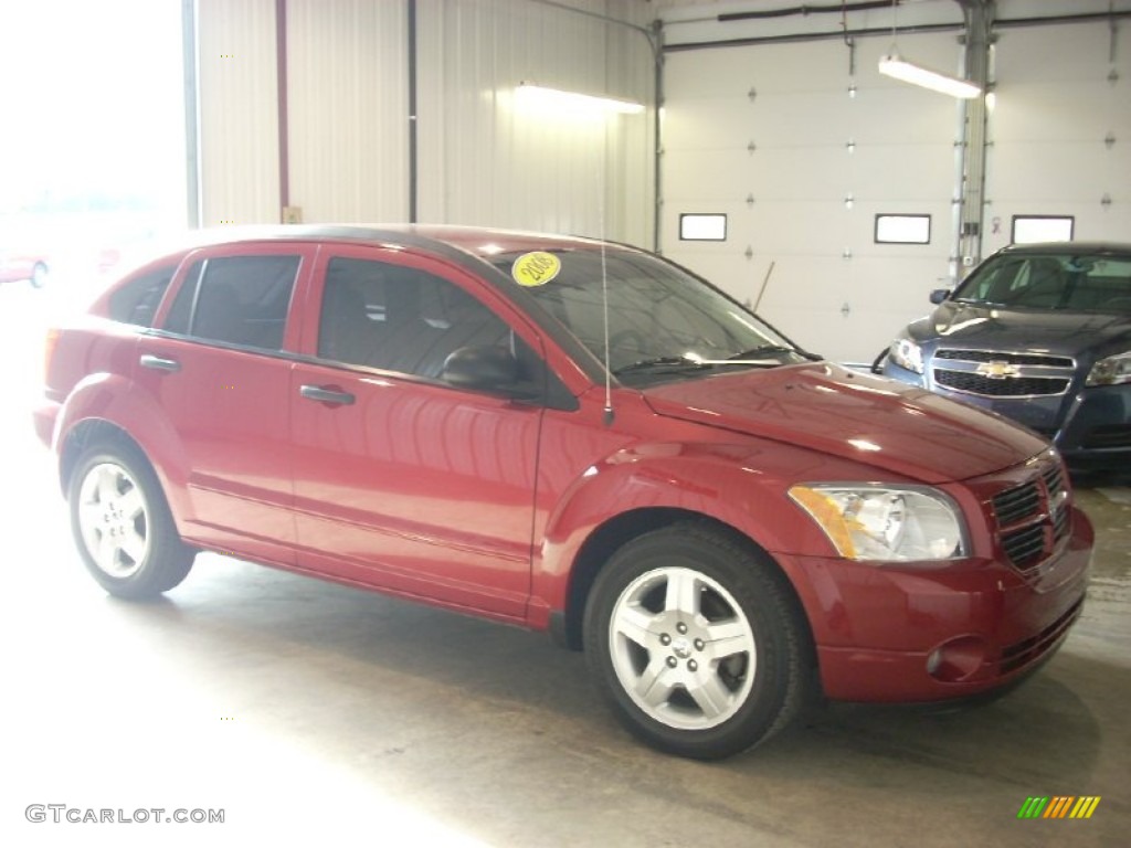 2008 Caliber SXT - Inferno Red Crystal Pearl / Dark Slate Gray/Red photo #4