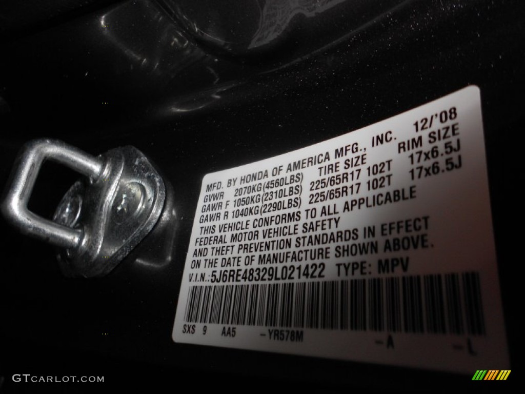 2009 CR-V LX 4WD - Urban Titanium Metallic / Black photo #17