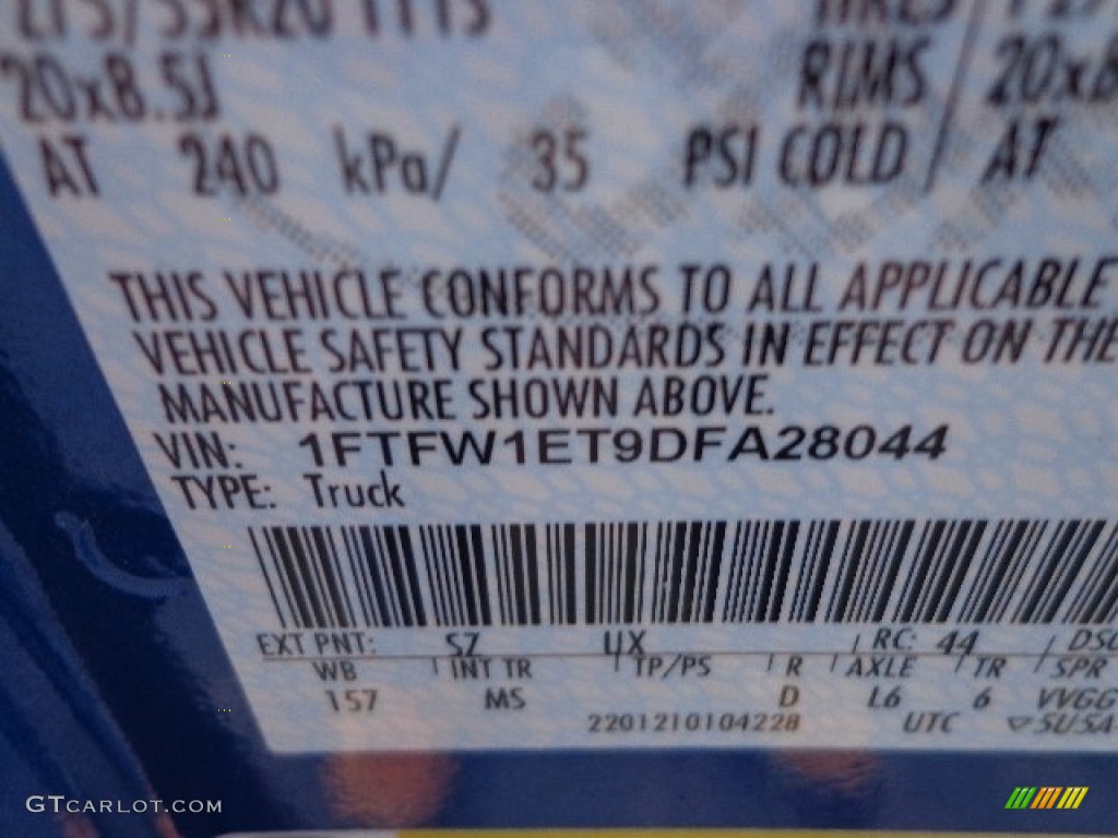 2013 F150 Color Code SZ for Blue Flame Metallic Photo #73238991