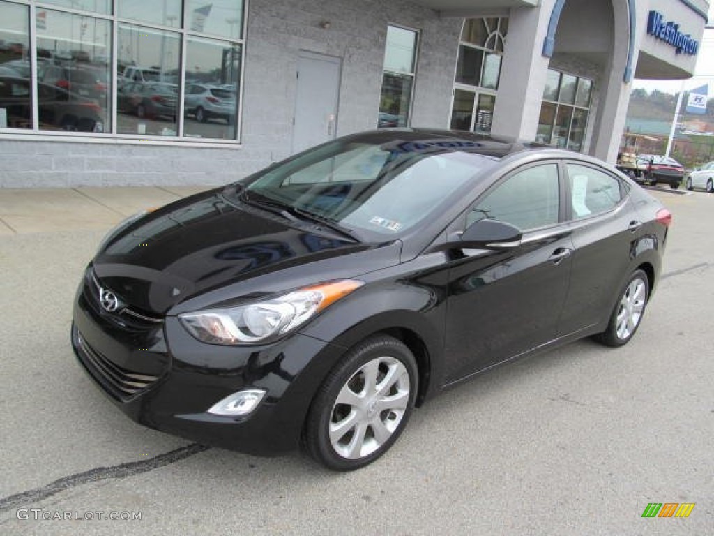 2012 Elantra Limited - Midnight Black / Gray photo #2