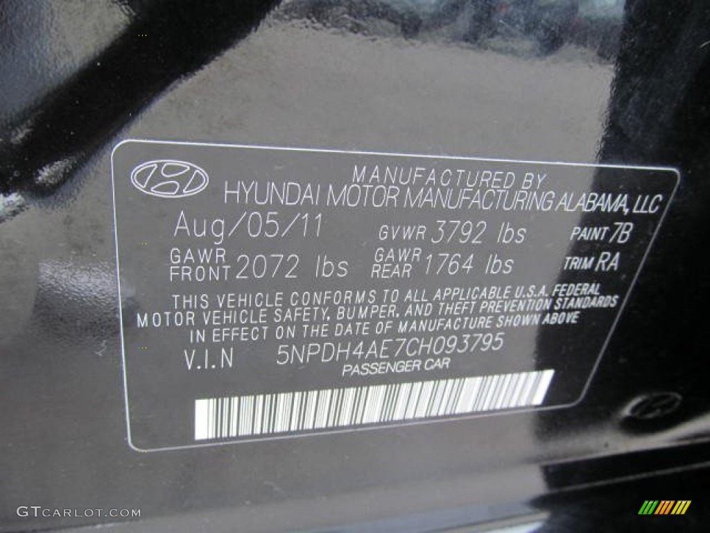 2012 Elantra Limited - Midnight Black / Gray photo #19