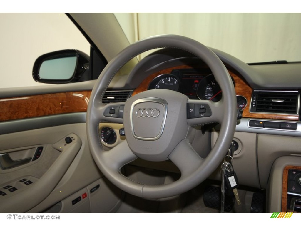 2007 Audi A8 4.2 quattro Sand Beige Steering Wheel Photo #73248246