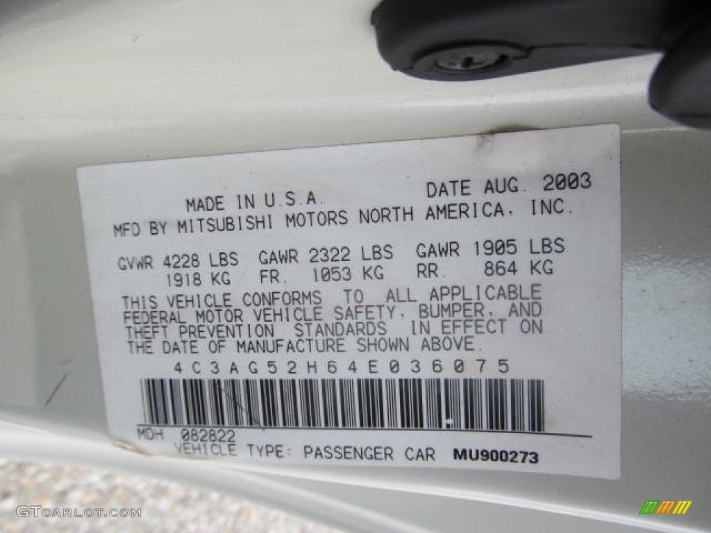 2004 Chrysler Sebring Limited Coupe Info Tag Photo #73250079