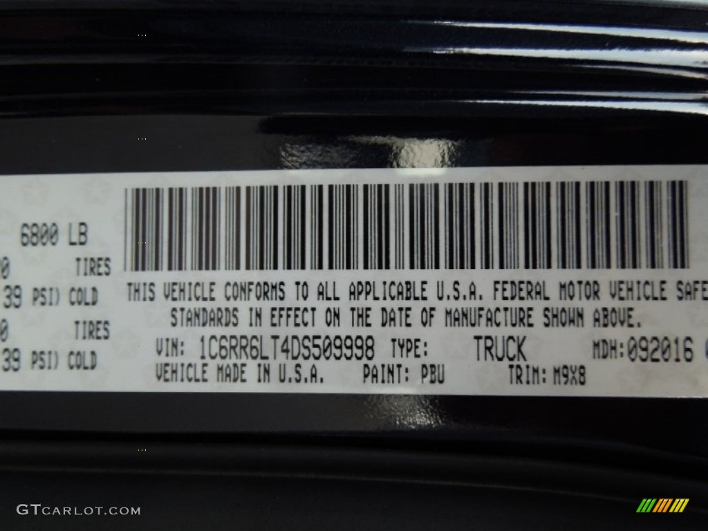 2013 1500 Color Code PBU for True Blue Pearl Photo #73251273