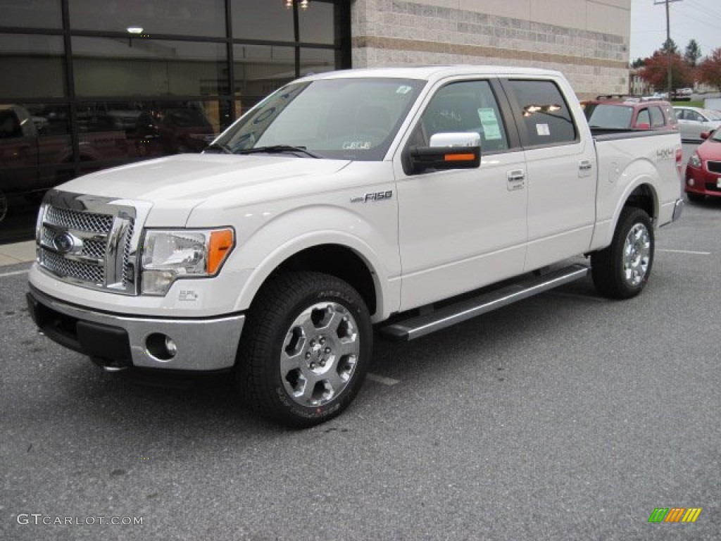 2012 F150 Lariat SuperCrew 4x4 - White Platinum Metallic Tri-Coat / Black photo #2