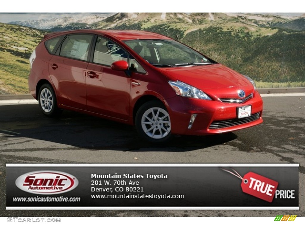 2012 Prius v Three Hybrid - Barcelona Red Metallic / Dark Gray photo #1