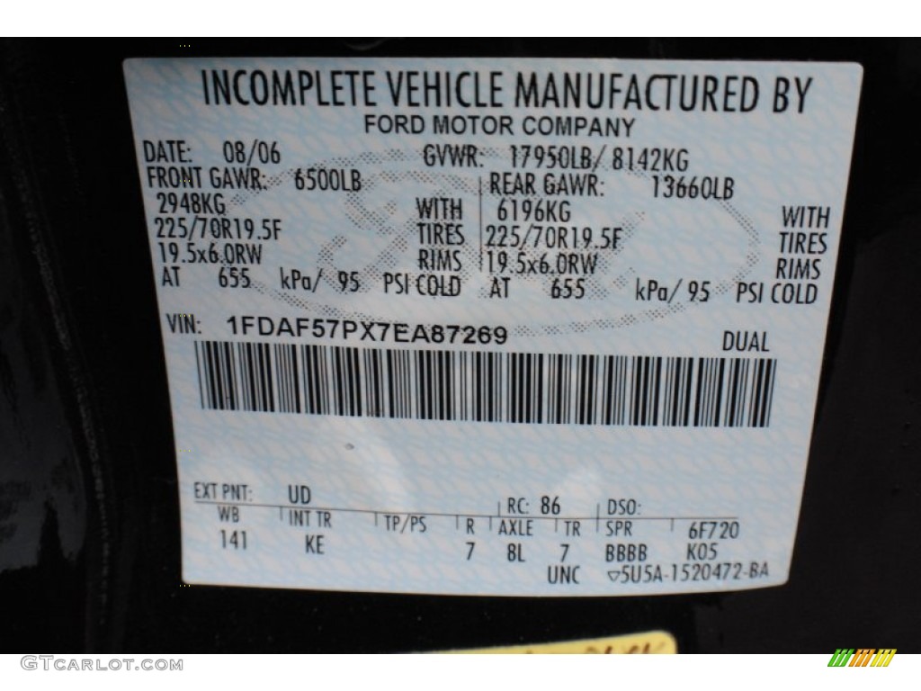 2007 F550 Super Duty Color Code UD for Black Photo #73256520