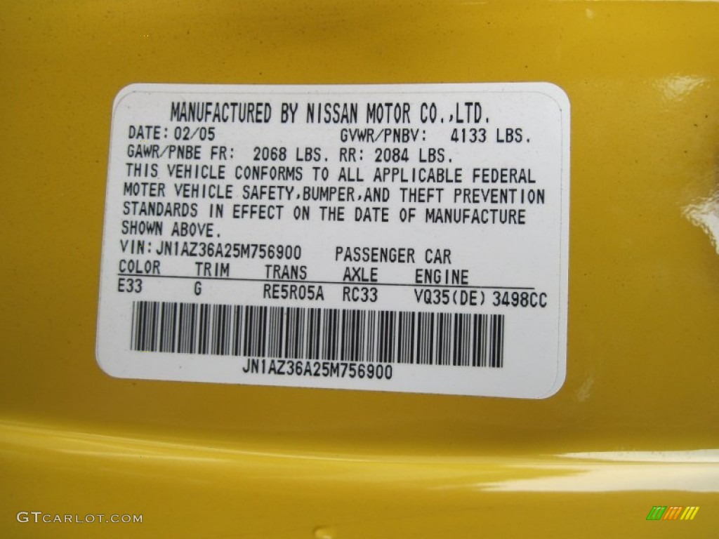 2005 350Z Touring Roadster - Ultra Yellow Metallic / Charcoal photo #19