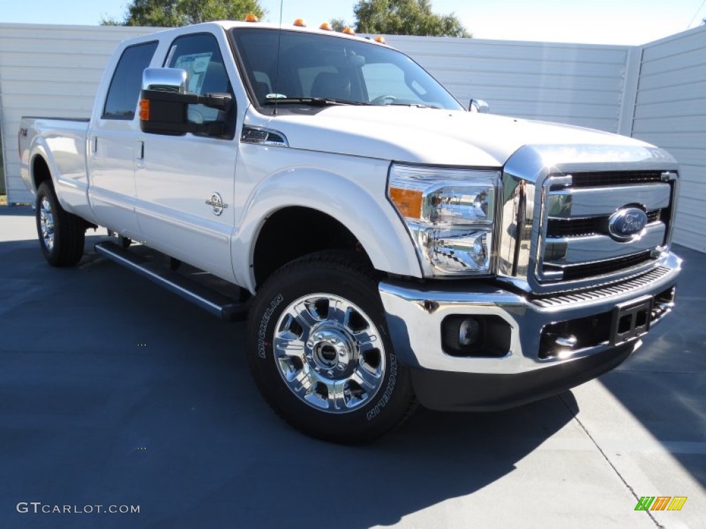 2012 F350 Super Duty Lariat Crew Cab 4x4 - White Platinum Metallic Tri-Coat / Black photo #1