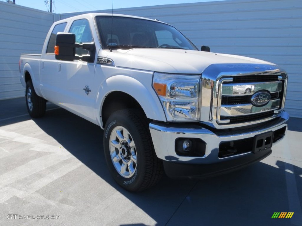 2012 F250 Super Duty Lariat Crew Cab 4x4 - White Platinum Metallic Tri-Coat / Black photo #1