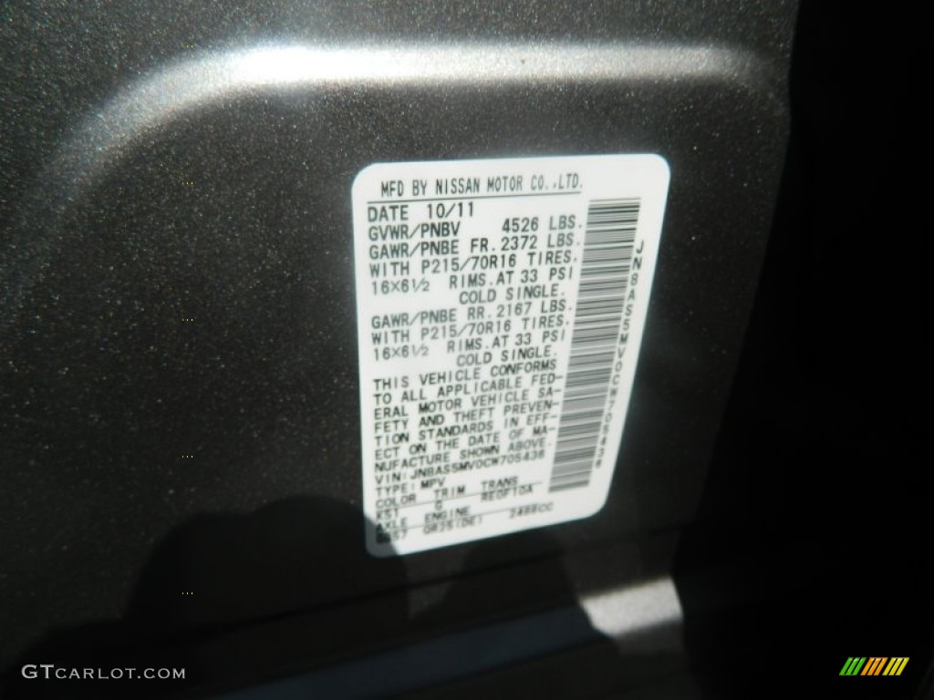 2012 Rogue S AWD - Platinum Graphite / Gray photo #27