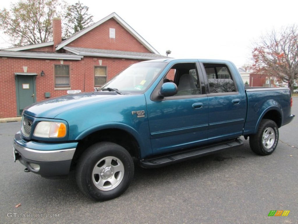 2001 F150 XLT SuperCrew 4x4 - Island Blue Metallic / Medium Graphite photo #3