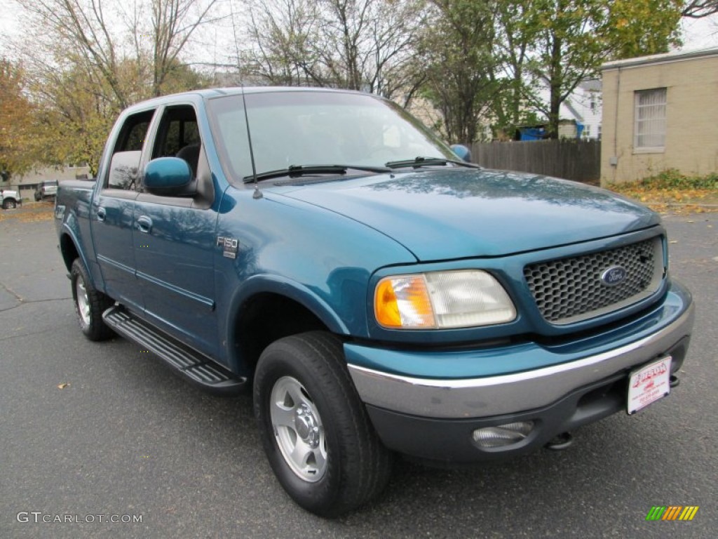 2001 F150 XLT SuperCrew 4x4 - Island Blue Metallic / Medium Graphite photo #12
