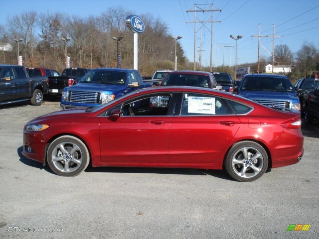 2013 Fusion SE 2.0 EcoBoost - Ruby Red Metallic / SE Appearance Package Charcoal Black/Red Stitching photo #5