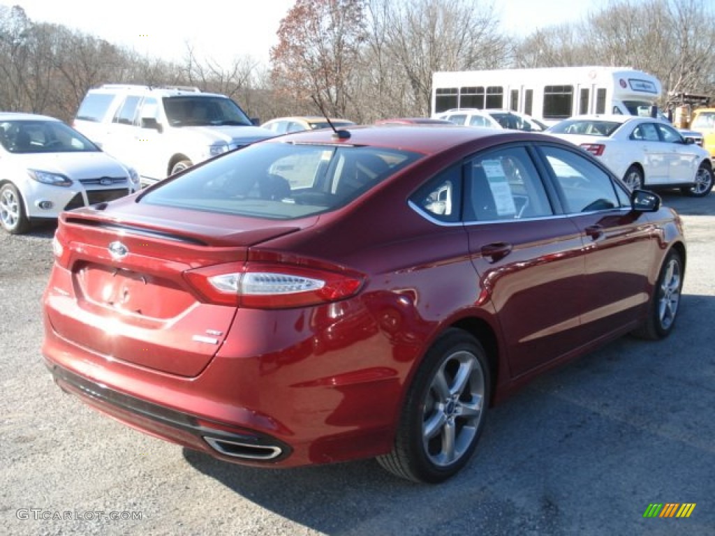 2013 Fusion SE 2.0 EcoBoost - Ruby Red Metallic / SE Appearance Package Charcoal Black/Red Stitching photo #8