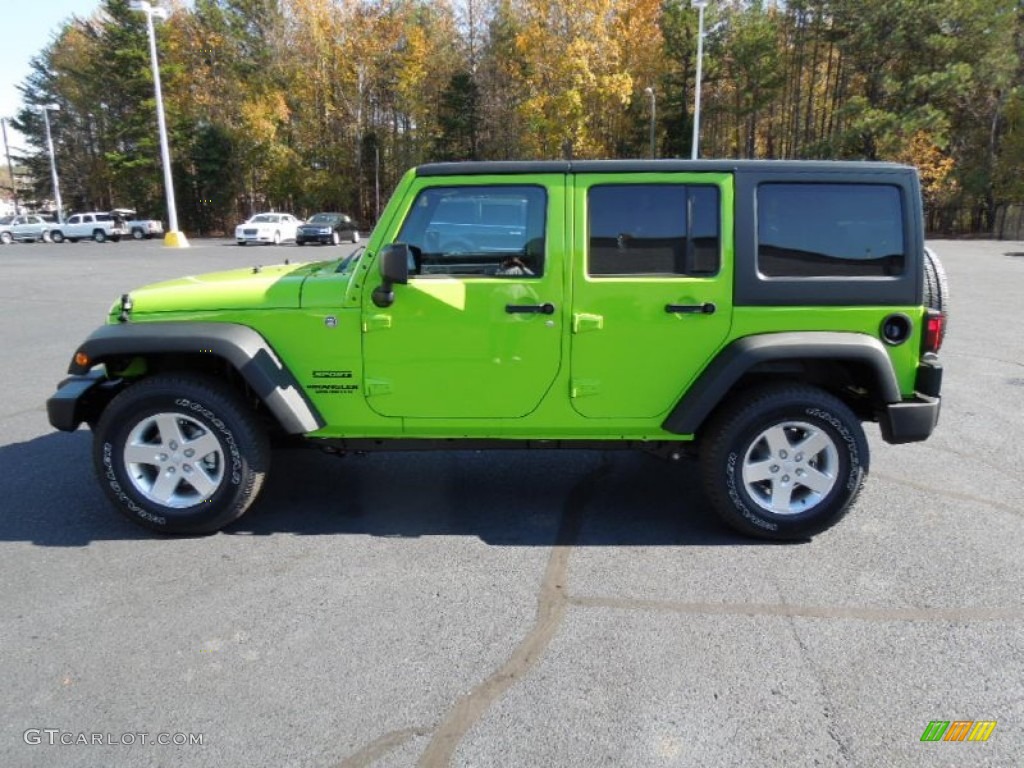 Gecko Green Pearl 2013 Jeep Wrangler Unlimited Sport S 4x4 Exterior Photo #73289559