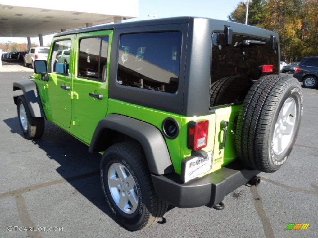 2013 Wrangler Unlimited Sport S 4x4 - Gecko Green Pearl / Black photo #4