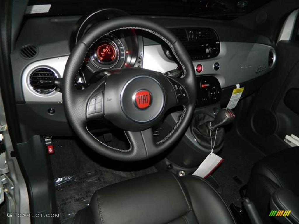 2013 Fiat 500 Turbo Sport Nero/Nero (Black/Black) Steering Wheel Photo #73295907