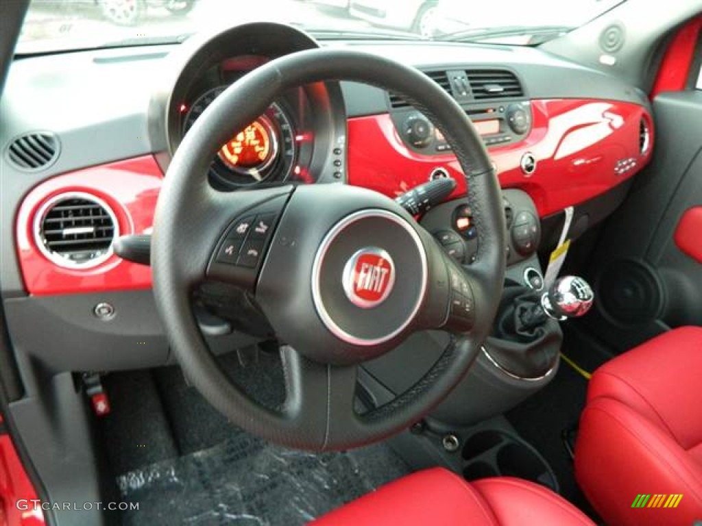 2013 Fiat 500 Sport Sport Rosso/Nero (Red/Black) Dashboard Photo #73296293