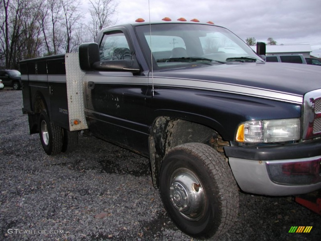 2002 Ram 3500 SLT Regular Cab 4x4 Dually Plow Truck - Patriot Blue Metallic / Mist Gray photo #35