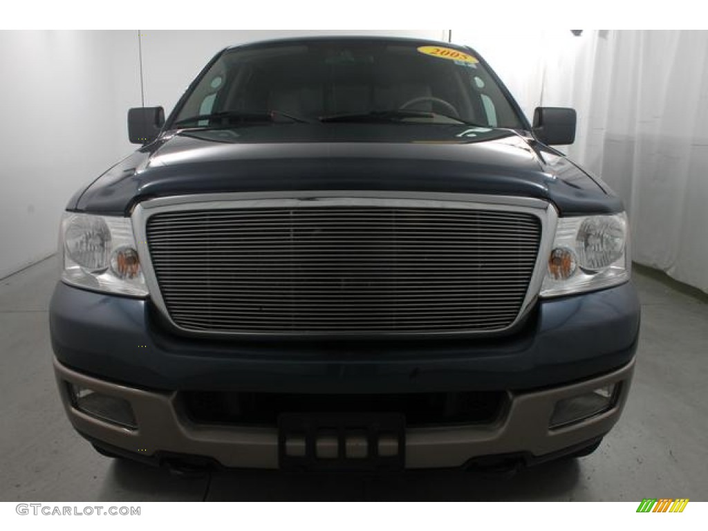 2005 F150 Lariat SuperCrew 4x4 - Medium Wedgewood Blue Metallic / Tan photo #3