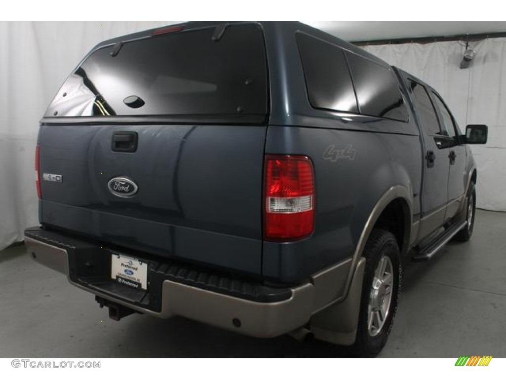 2005 F150 Lariat SuperCrew 4x4 - Medium Wedgewood Blue Metallic / Tan photo #7