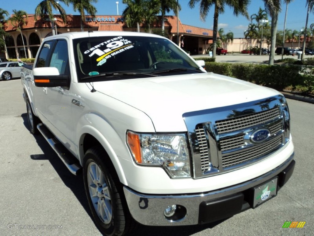 2010 F150 Lariat SuperCrew - White Platinum Metallic Tri Coat / Tan photo #1