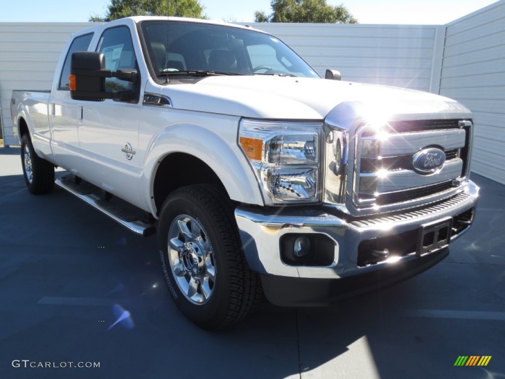 2012 F250 Super Duty Lariat Crew Cab 4x4 - White Platinum Metallic Tri-Coat / Black photo #1