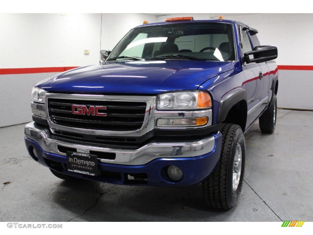 2004 Sierra 2500HD SLE Extended Cab 4x4 - Marine Blue Metallic / Pewter photo #5