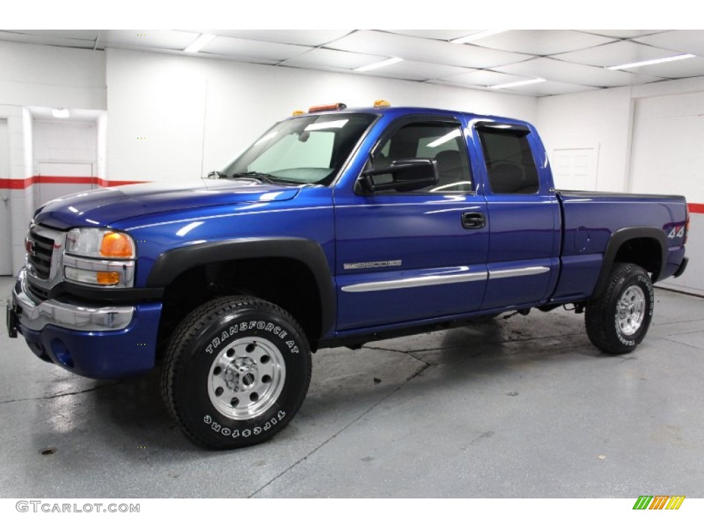 2004 Sierra 2500HD SLE Extended Cab 4x4 - Marine Blue Metallic / Pewter photo #7