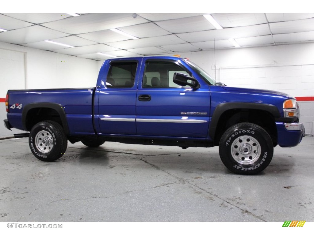 2004 Sierra 2500HD SLE Extended Cab 4x4 - Marine Blue Metallic / Pewter photo #16