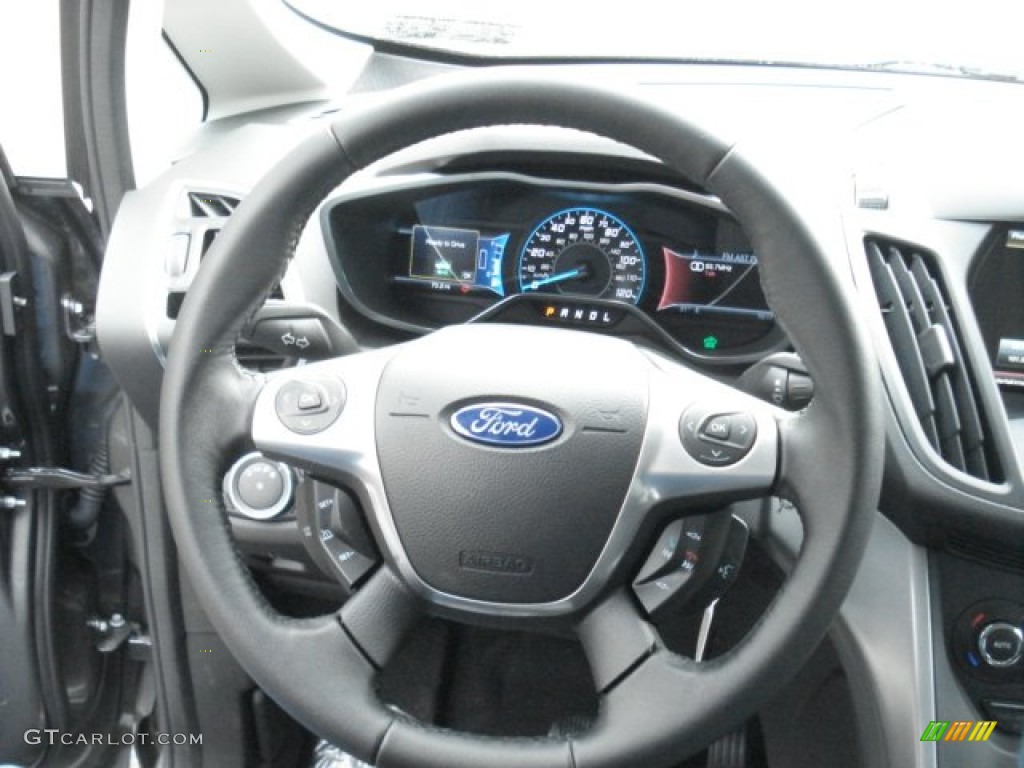 2013 Ford C-Max Hybrid SE Charcoal Black Steering Wheel Photo #73327359