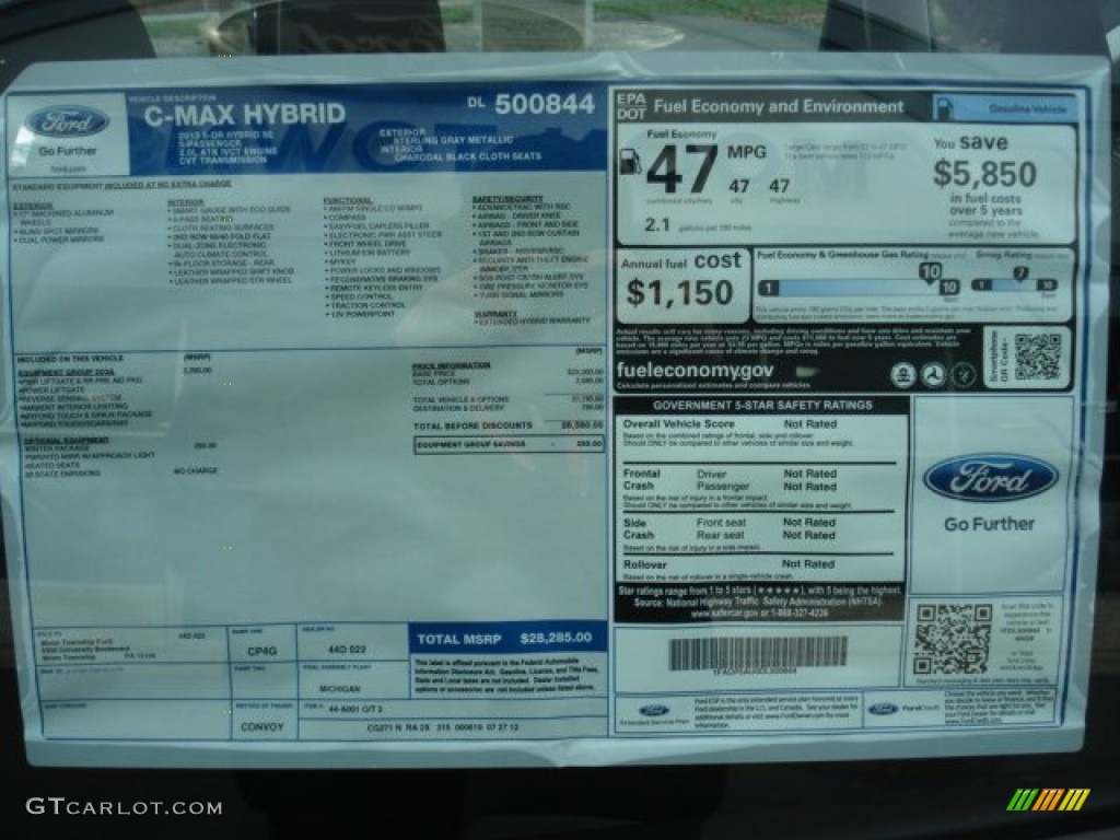 2013 Ford C-Max Hybrid SE Window Sticker Photo #73327407