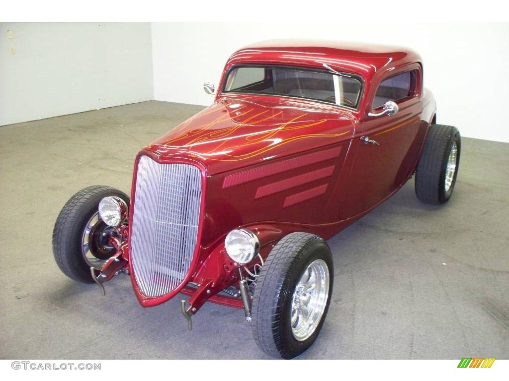 1933 Model B 3 Window Coupe - Red Metallic / Beige photo #3